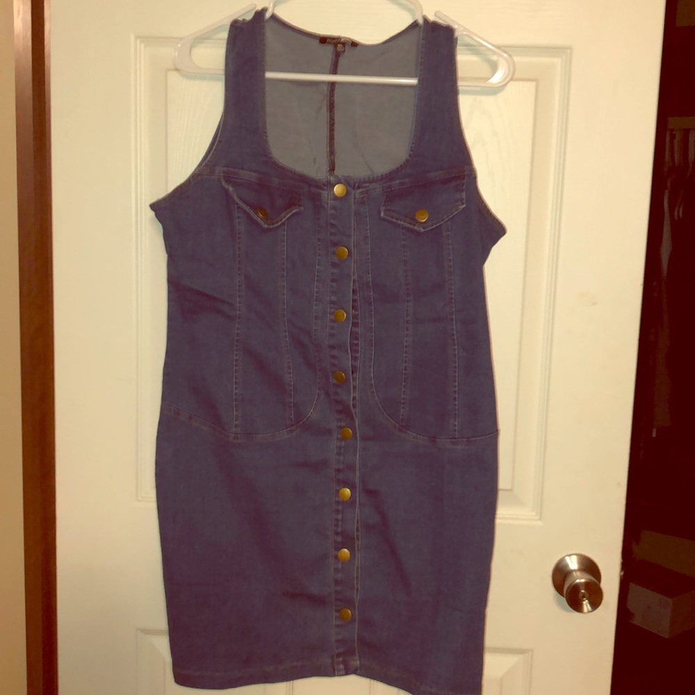 Denim shirt sleeve dress
